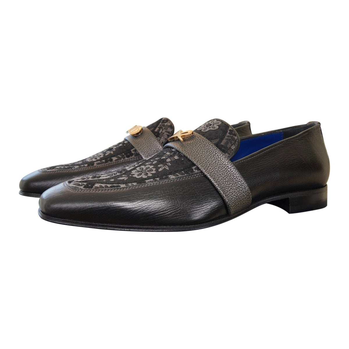 Nero Gunmetal Paisley With Yellow Gold Hardware Loafer-4