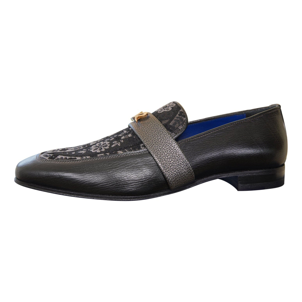 Nero Gunmetal Paisley With Yellow Gold Hardware Loafer-5