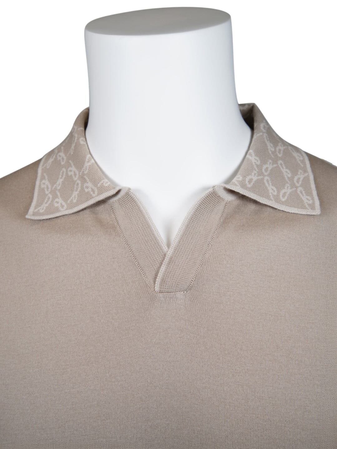 Tortora Signature Logo Knit Contrast V Neck Polo