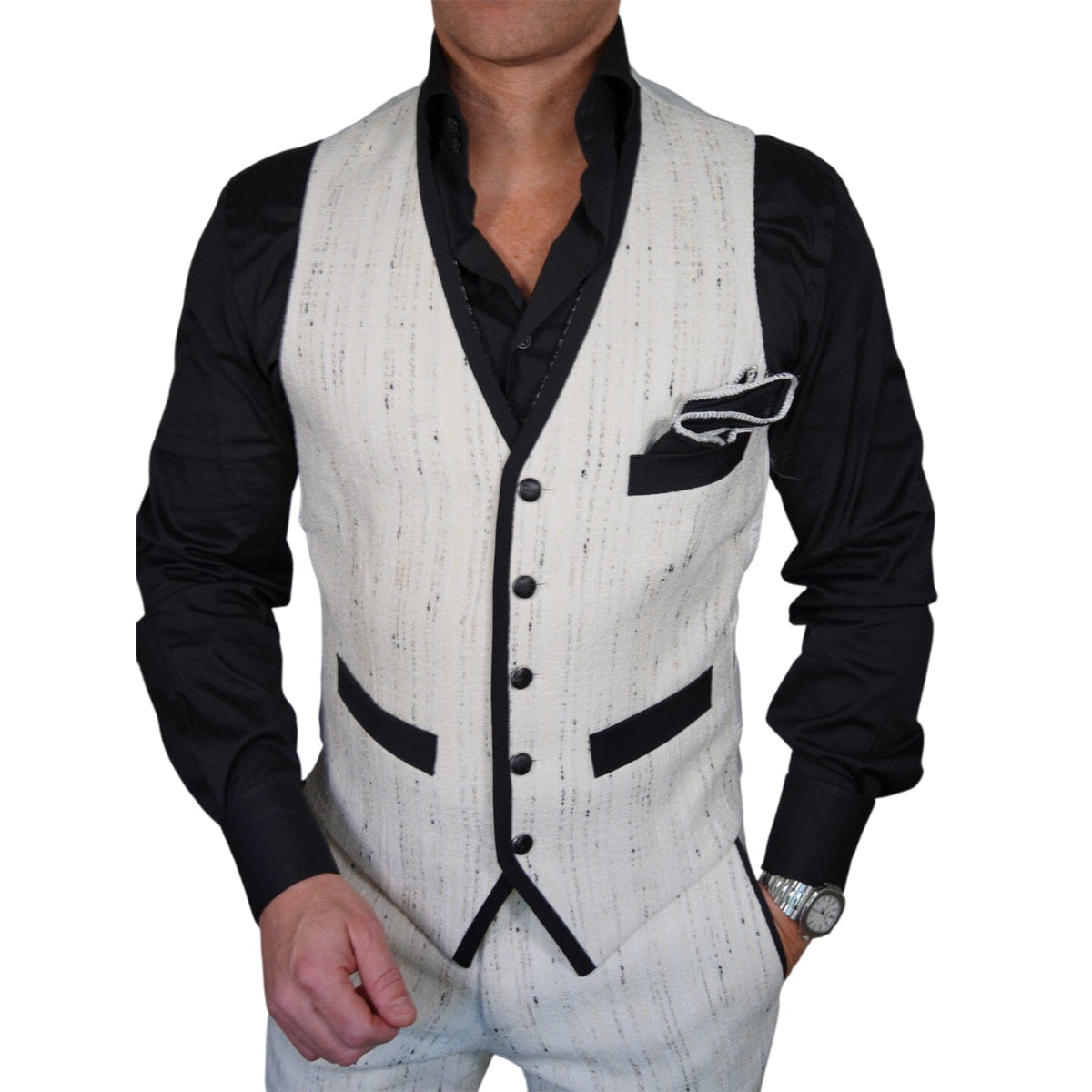 Vanilla Stracciatella Tweed Ciottoli Waistcoat