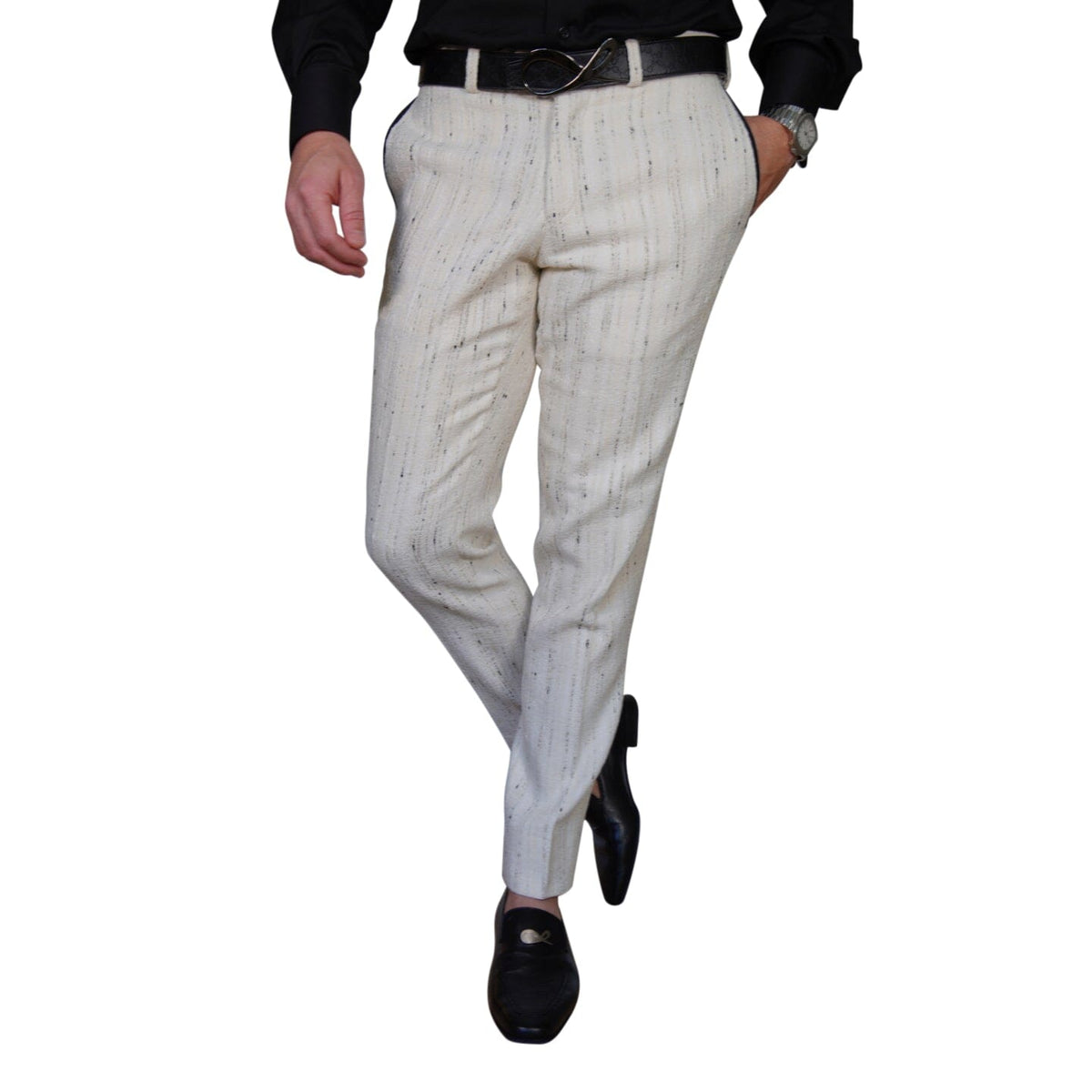 Vanilla Stracciatella Tweed Trousers