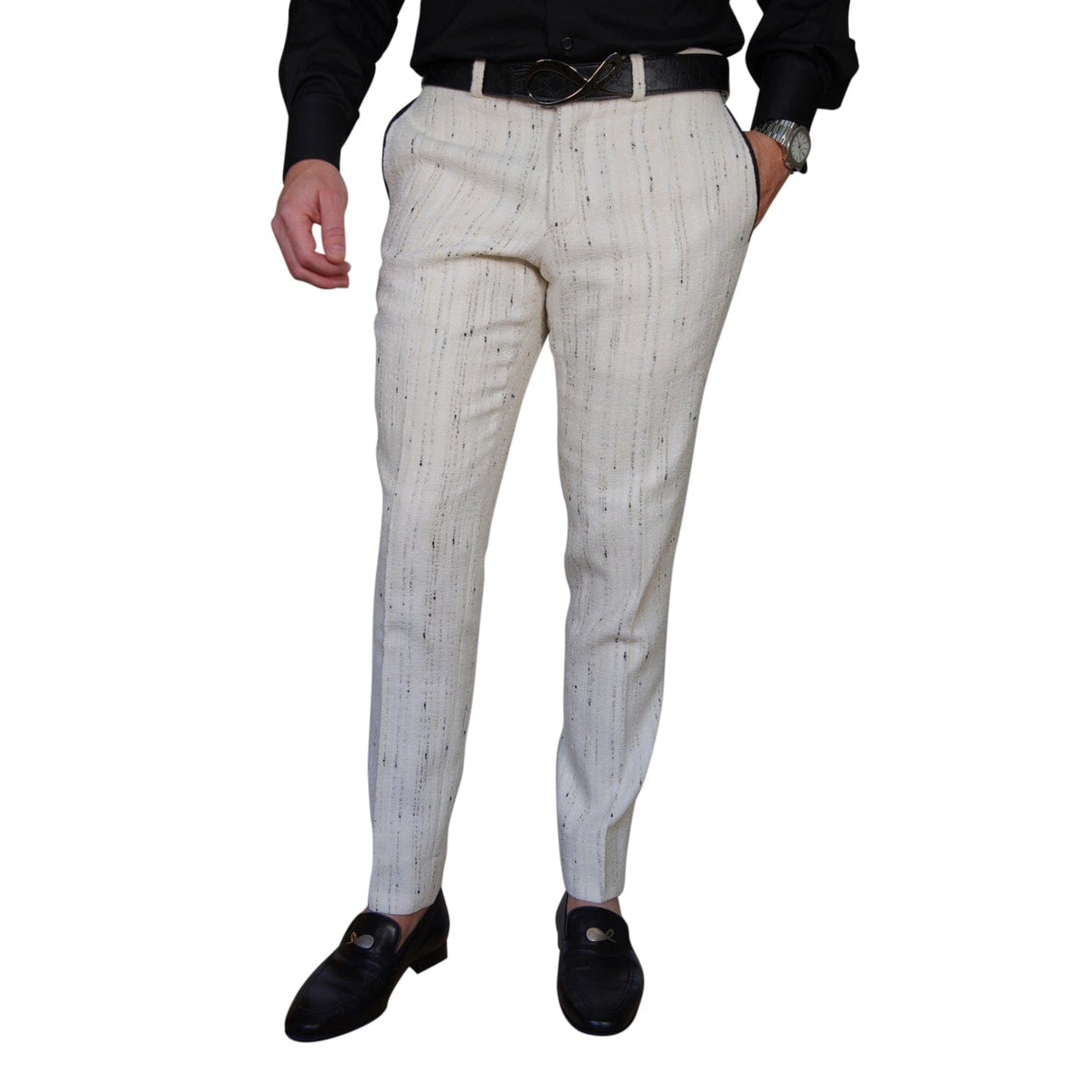 Vanilla Stracciatella Tweed Trousers