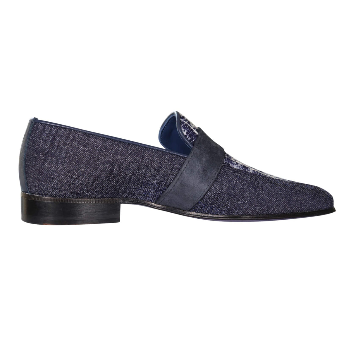 Vintage Denim Tweed Silver Monk Loafer-6