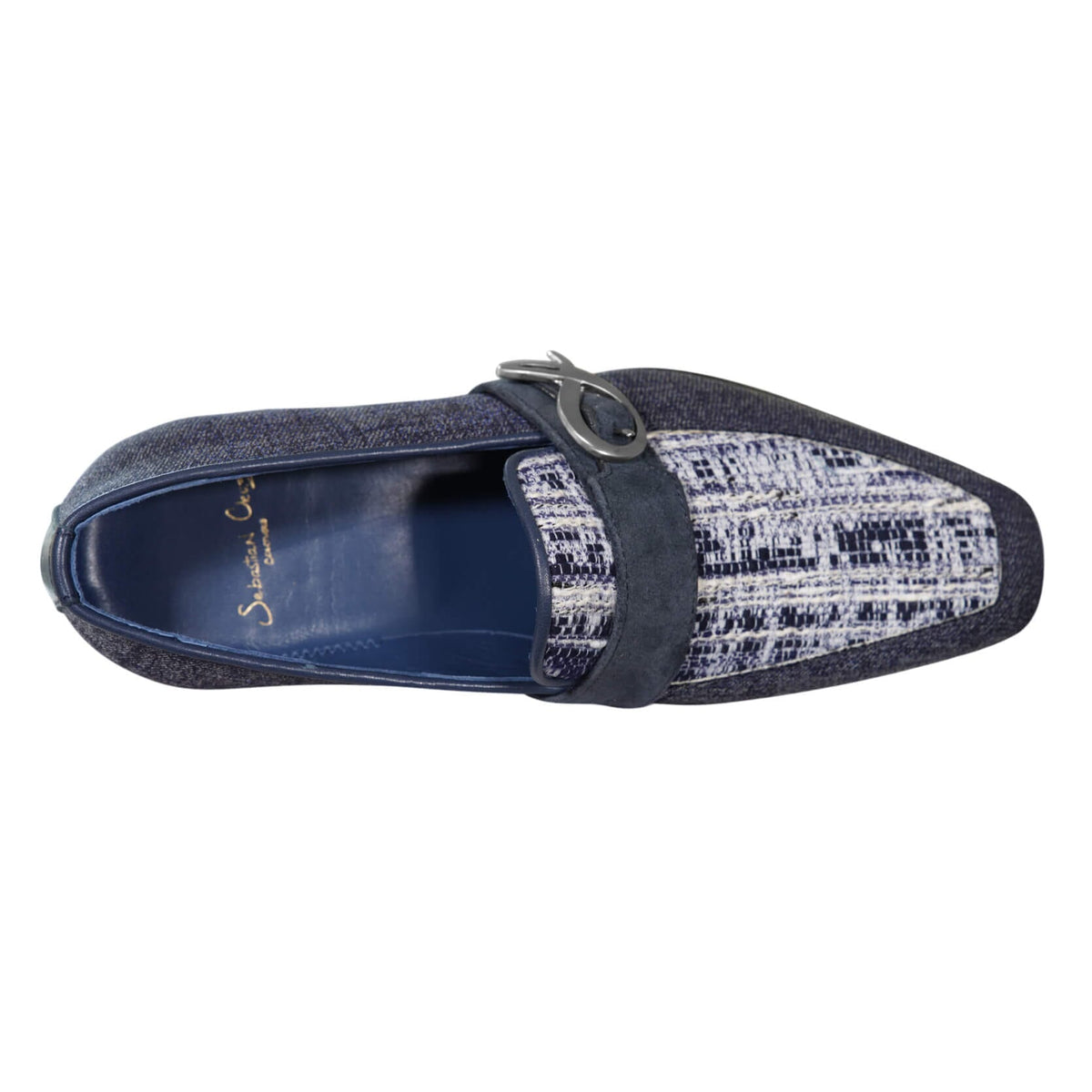 Vintage Denim Tweed Silver Monk Loafer-7