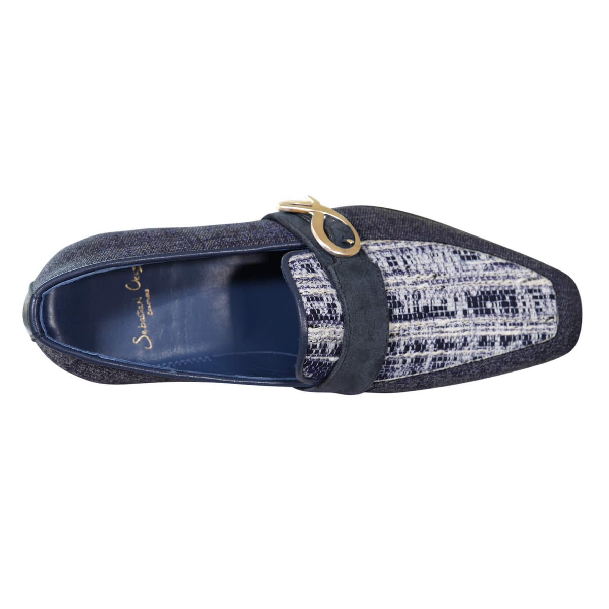 Vintage Denim Tweed Yellow Gold Monk Loafer-7