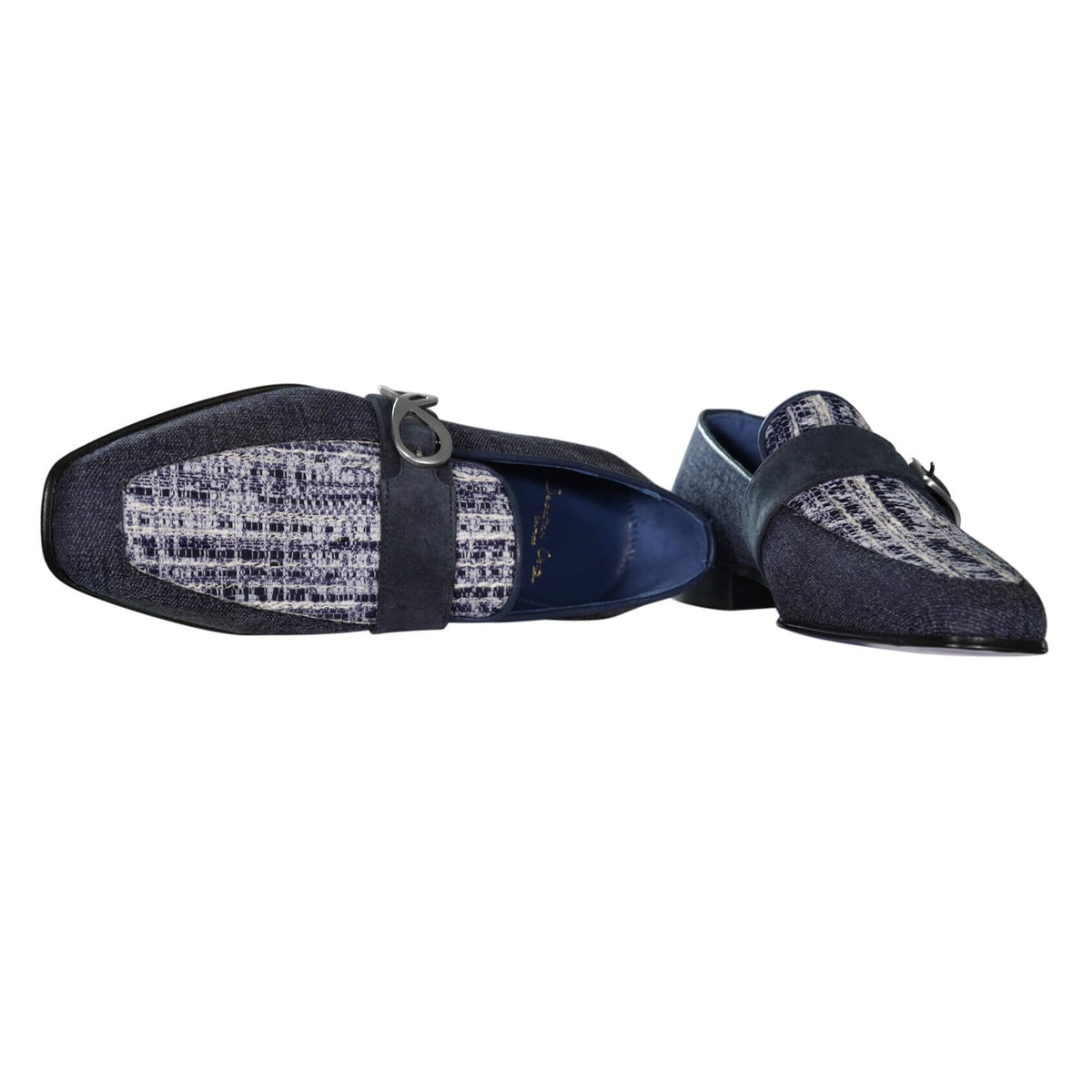 Vintage Denim Tweed Silver Monk Loafer-9