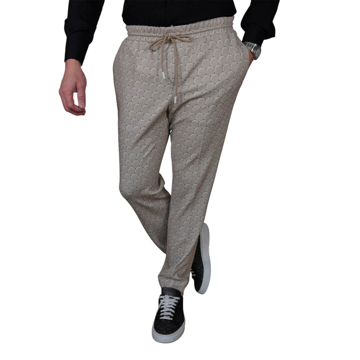 Taupe Honeycomb Luxury Performance Joggers-1