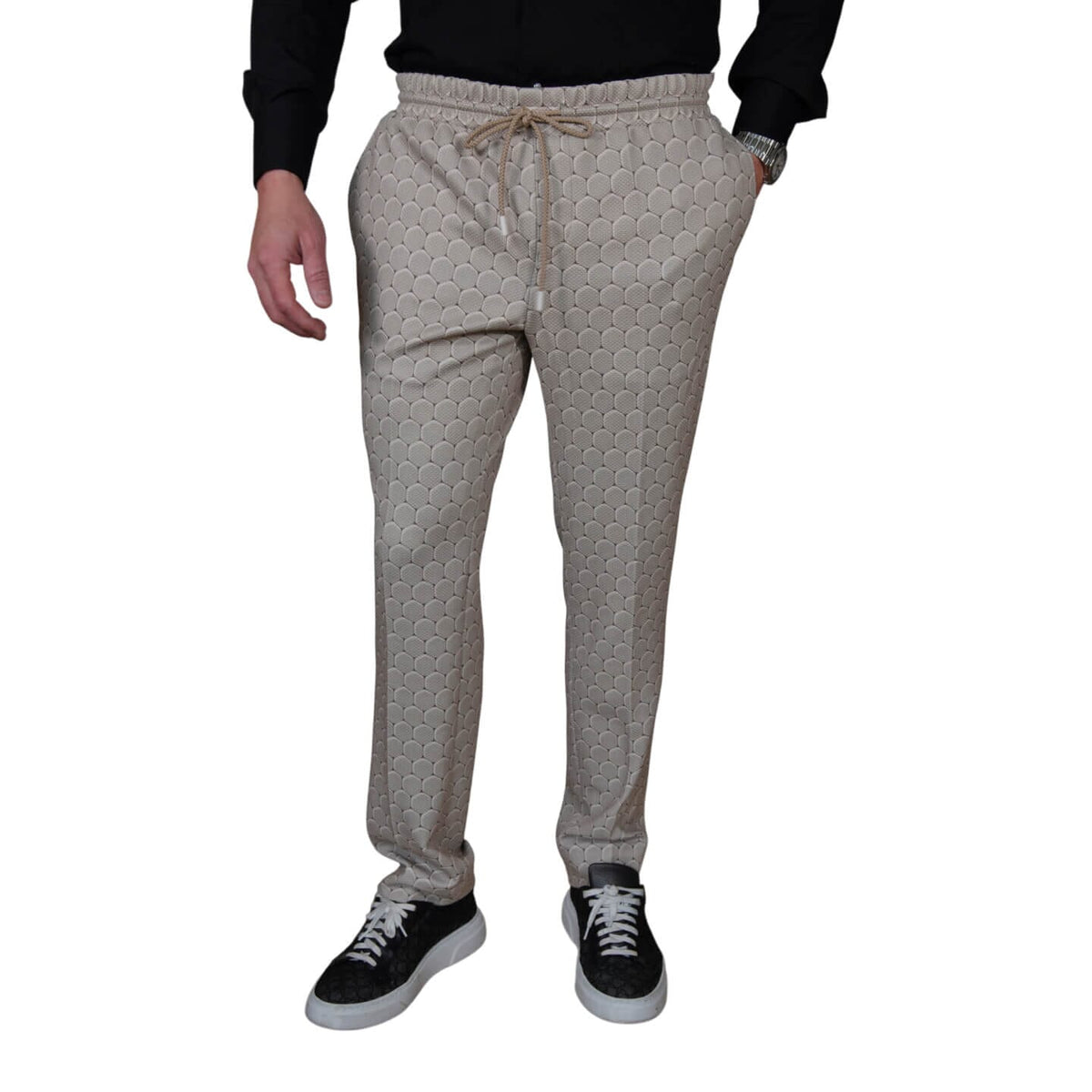 Taupe Honeycomb Luxury Performance Joggers-2