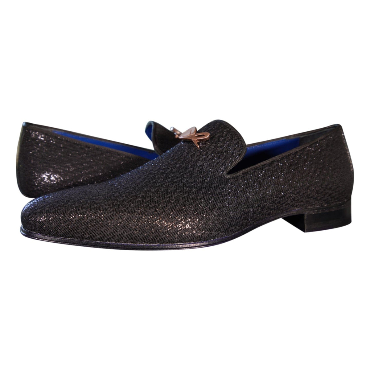 Black Diamante With Rose Gold Hardware Loafer-4