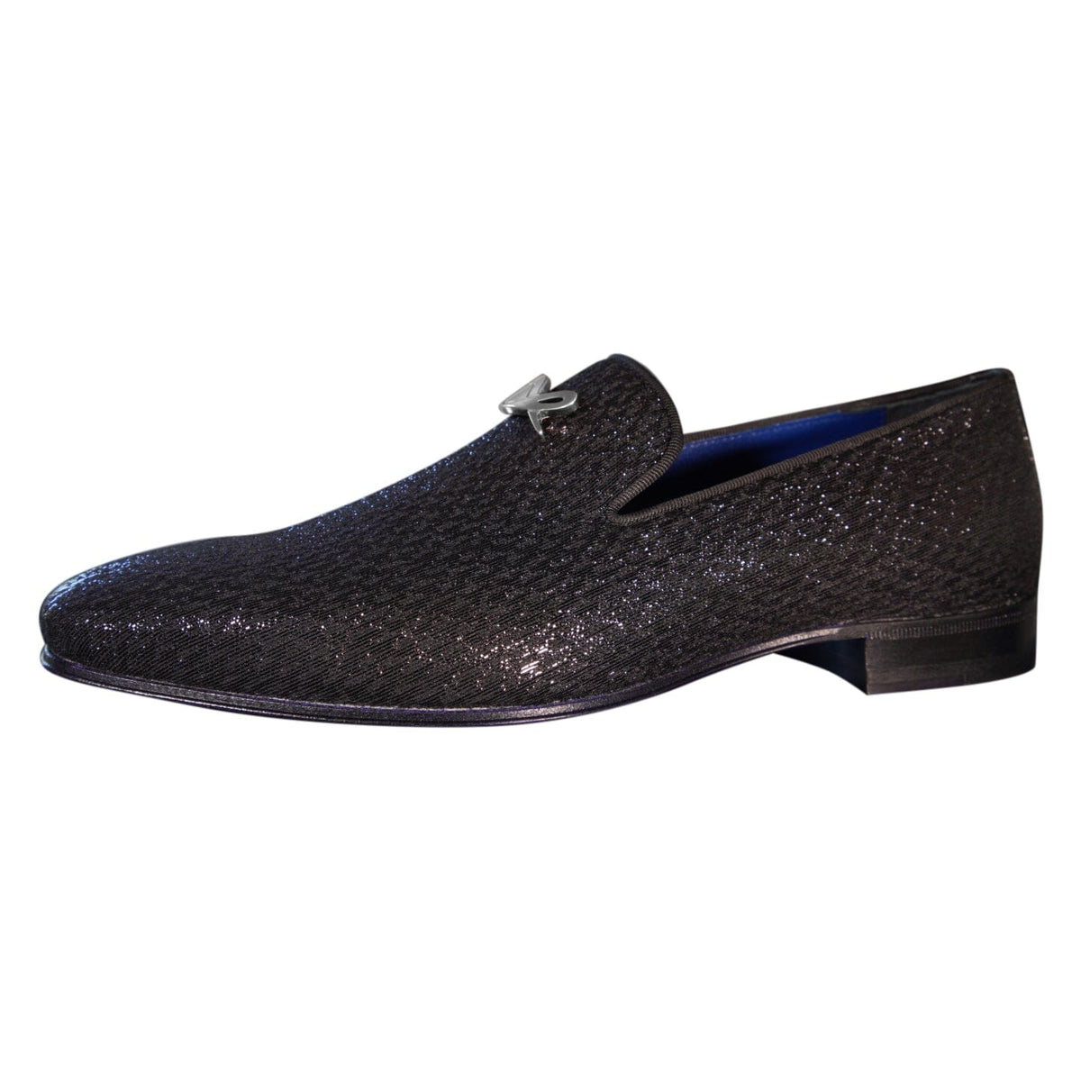 Black Diamante With Silver Hardware Loafer-5