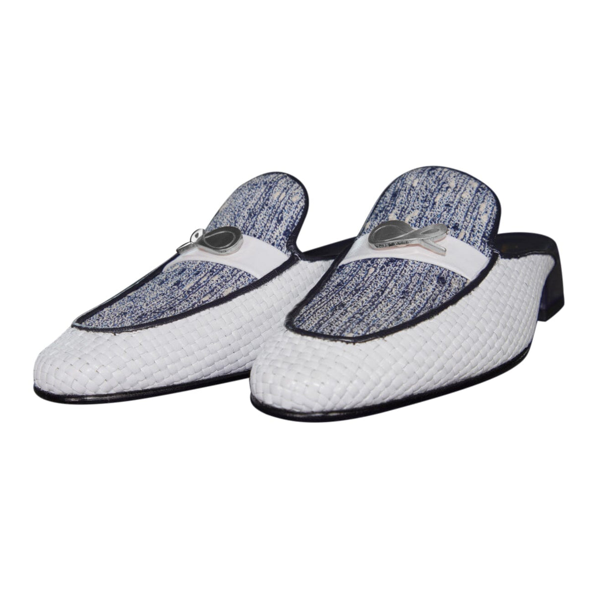 Cobalt Tweed Tessere Silver Slipper-3