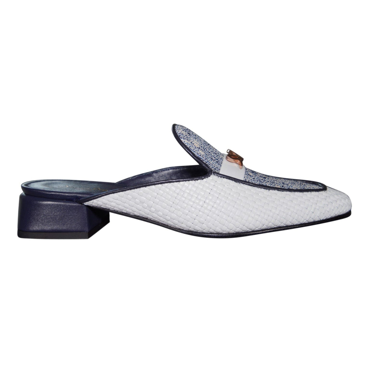 Cobalt Tweed Tessere Rose Gold Slipper-7