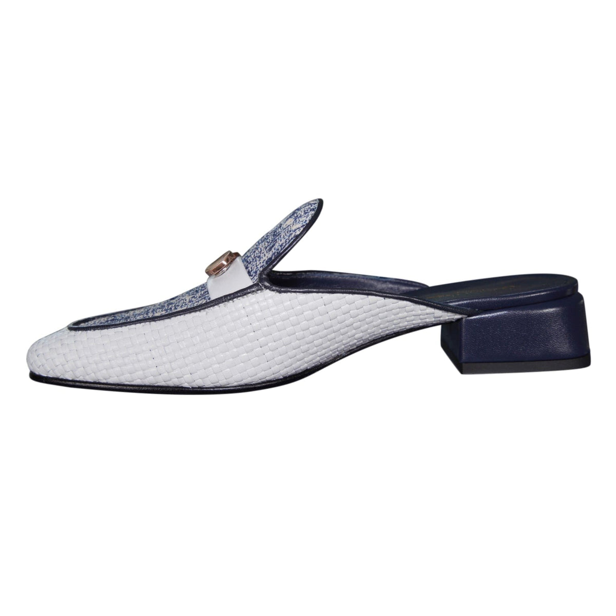 Cobalt Tweed Tessere Rose Gold Slipper-9