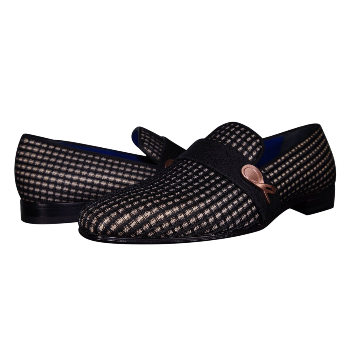 Black Oro Waffle Rose Gold Loafer-4