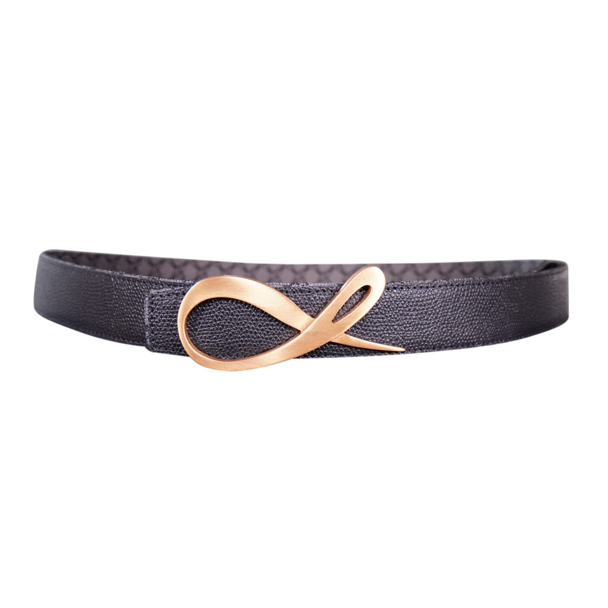 Charcoal Nero Logo Reversible Belt With Rose Gold Signature Buckle-2