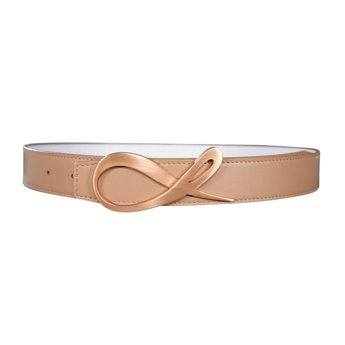 Latte Bianco Reversible Belt With Signature Rose Gold Hardware-1