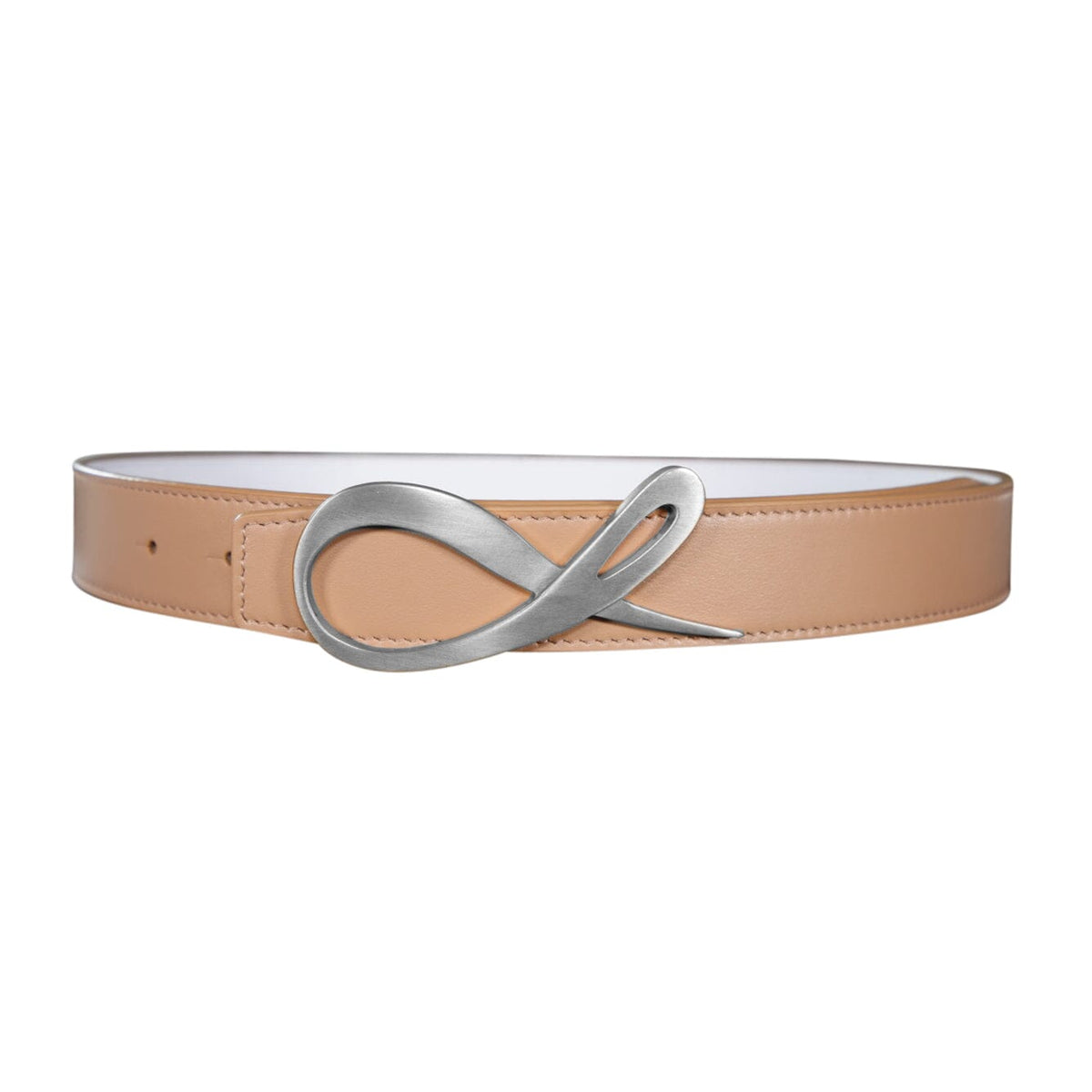 Latte Bianco Reversible Belt With Signature Silver Hardware-1