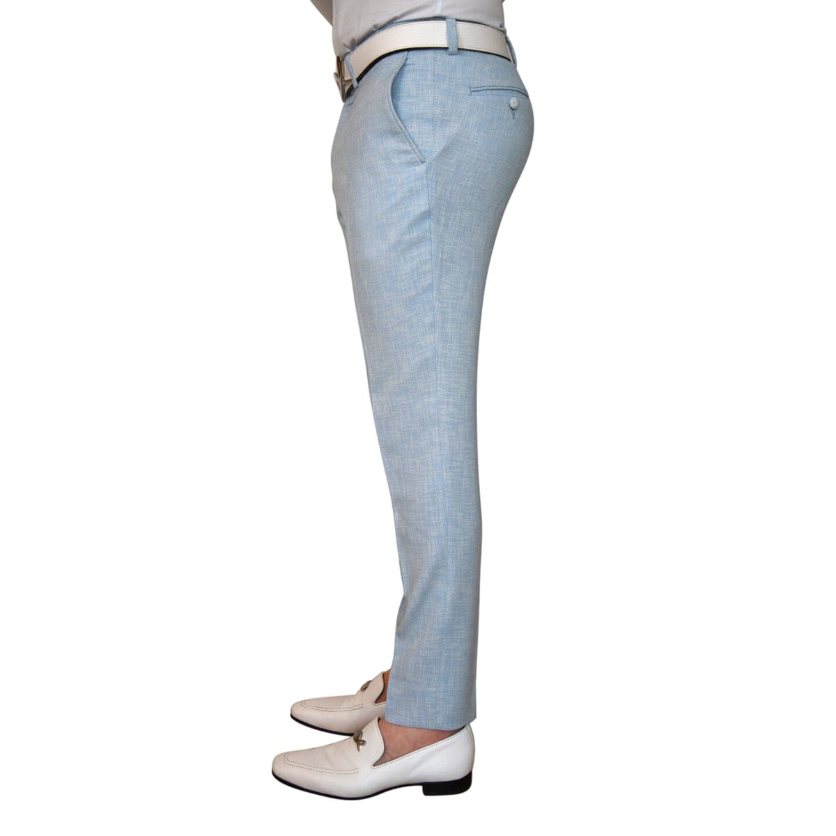 Baby Blu Lino Tweed Trousers-3