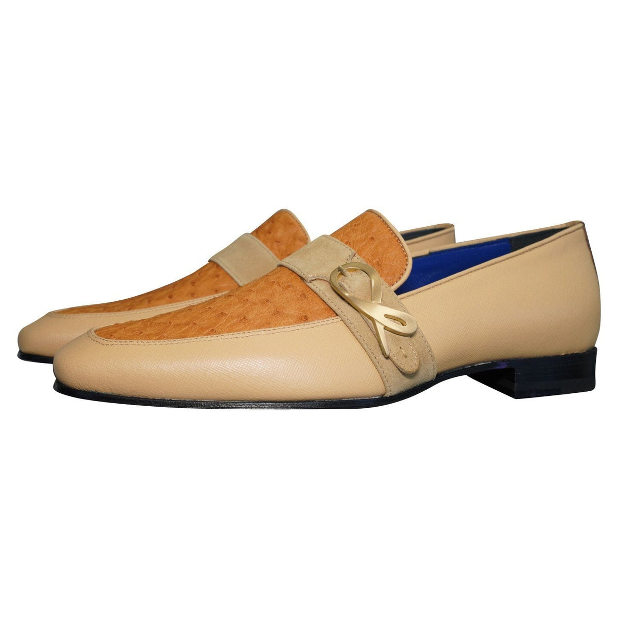 Tuscan Ostrich Monk Gold Loafer-3