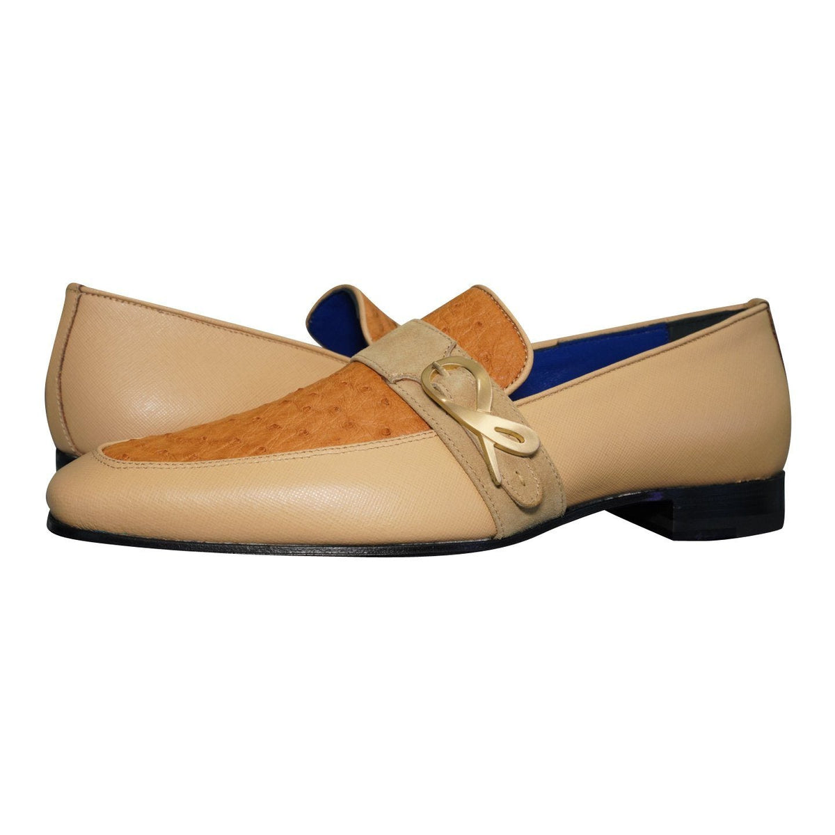 Tuscan Ostrich Monk Gold Loafer-4