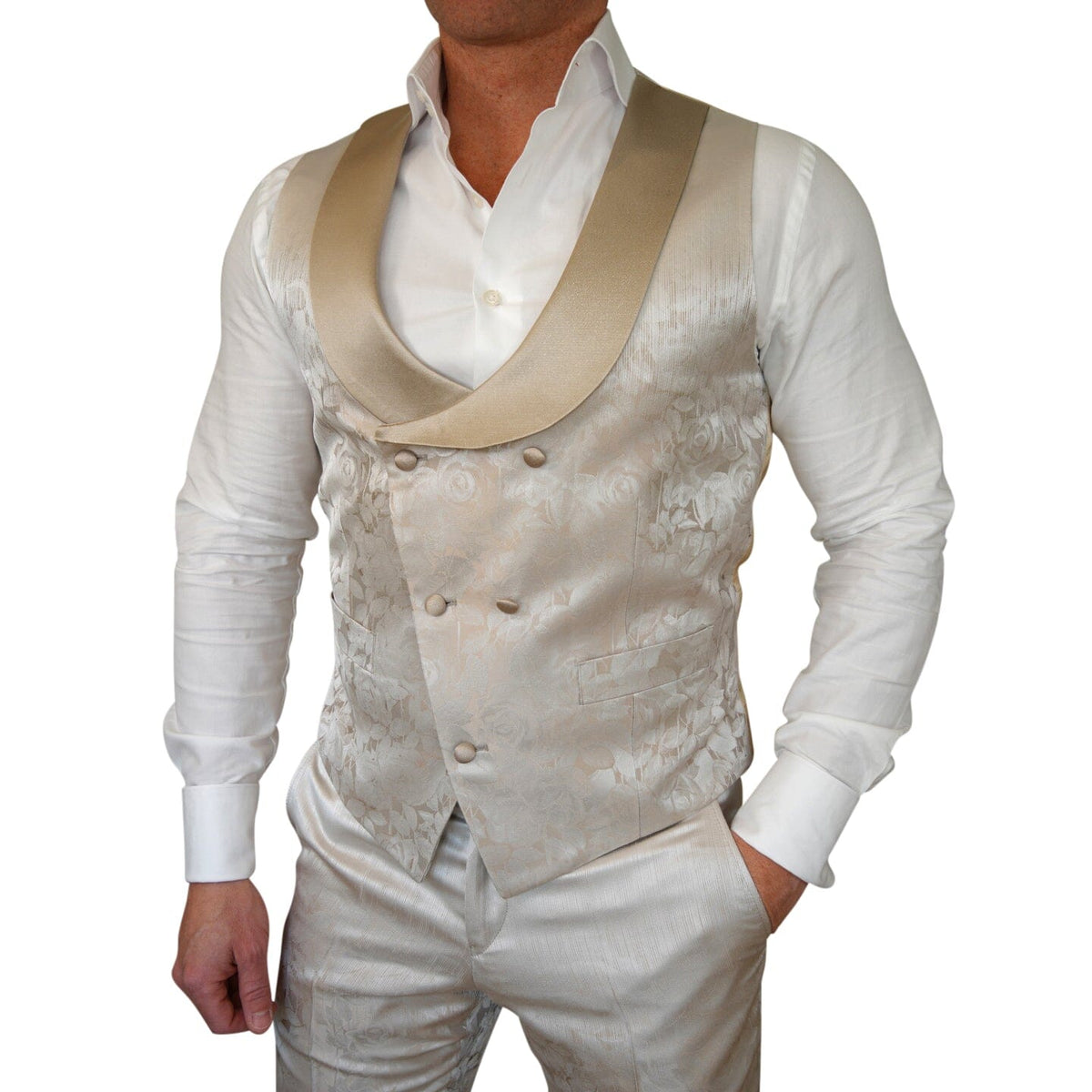 Champagne Sateen Ombre Double Breasted Waistcoat @ The Vault