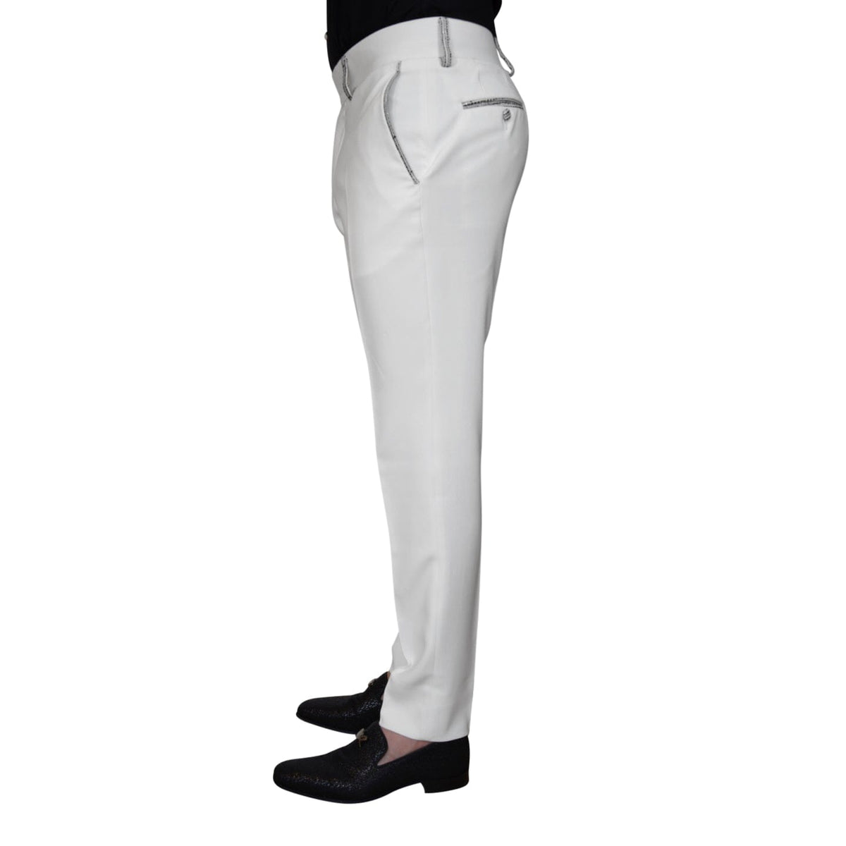 Bianco Tweed Paillette Trousers-3