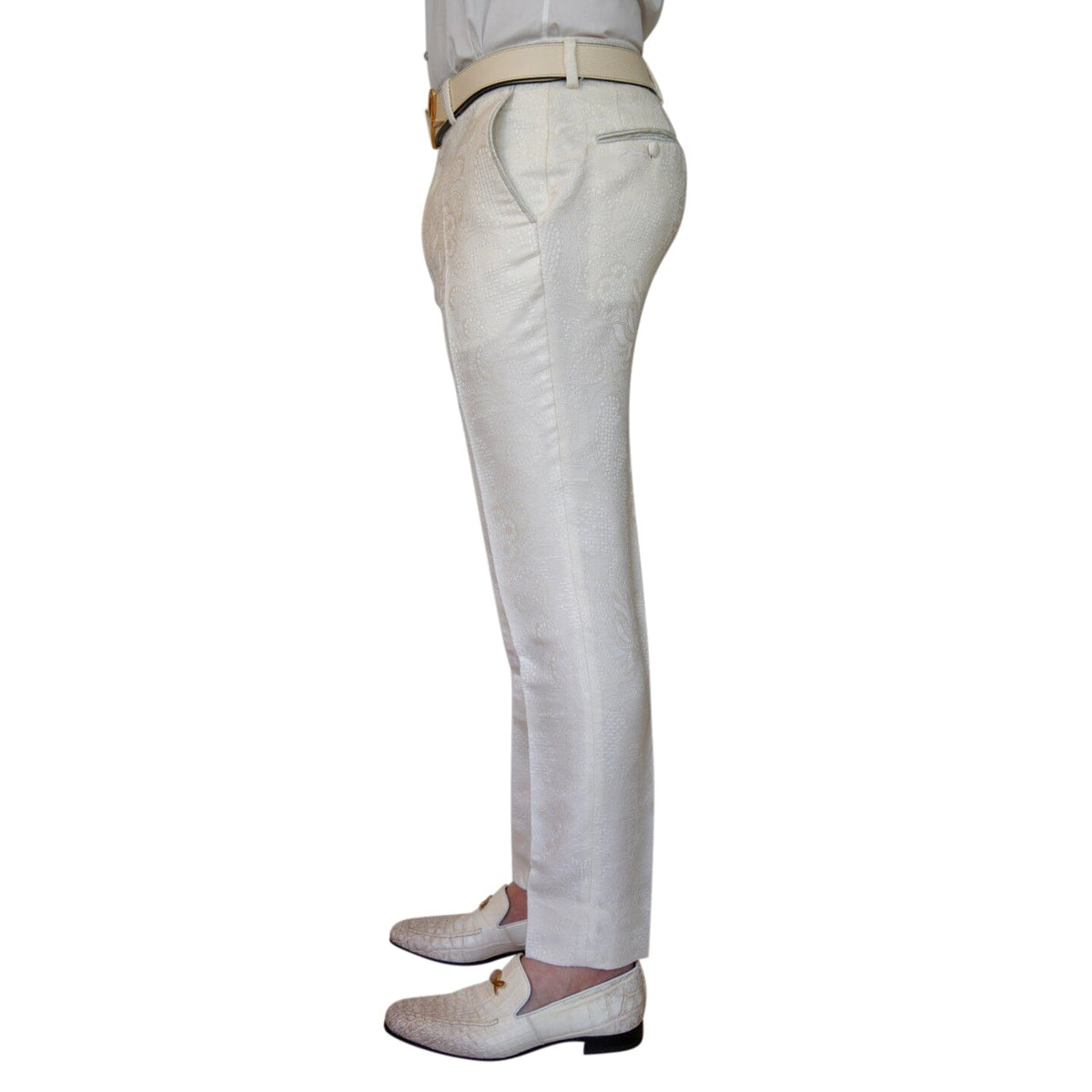 Latte Damask Trousers-3