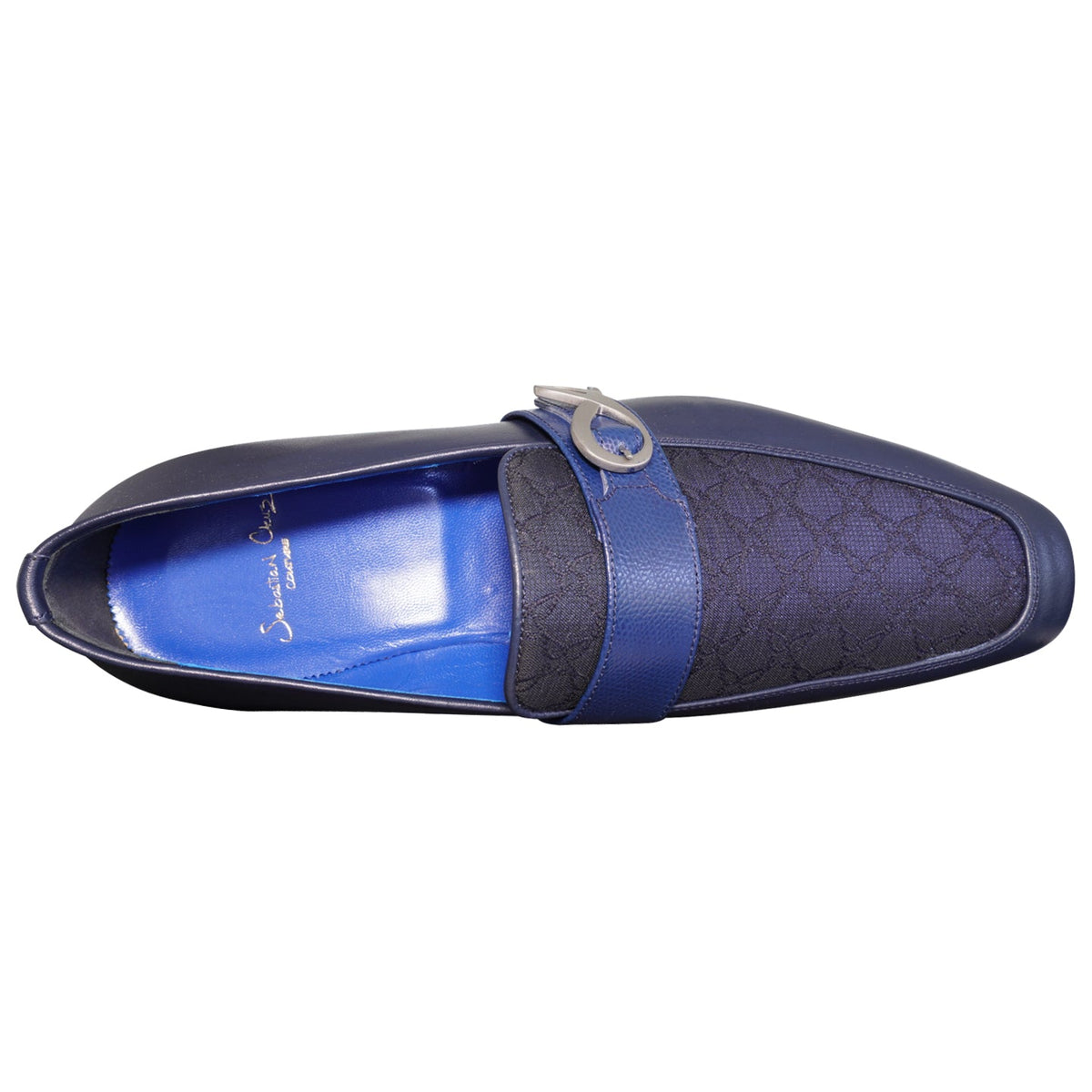 Midnight Marino Logo Monk Loafers With Silver Buckle-6