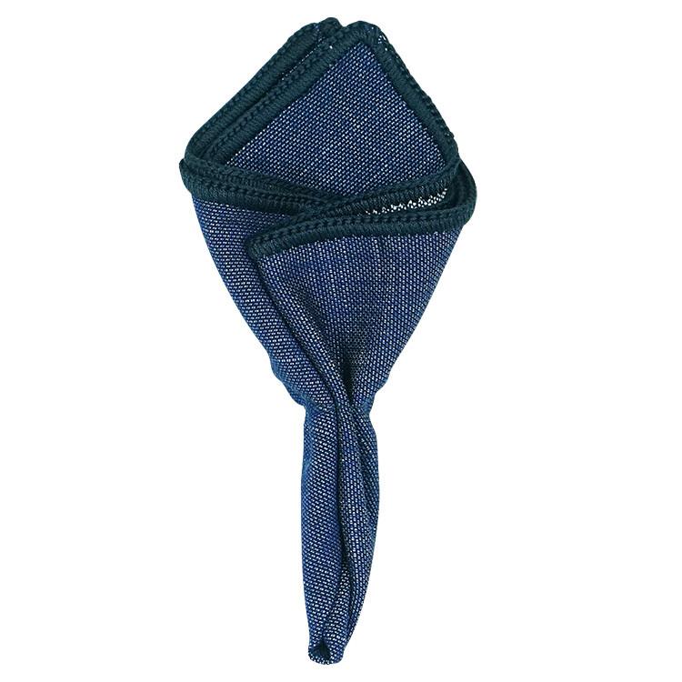 Denim Du Volte with Navy Blue Signature Border - Sebastian Cruz Couture