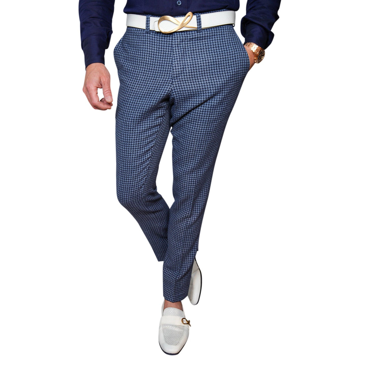 Powder Mica Blu Boucle Trousers @ The Vault