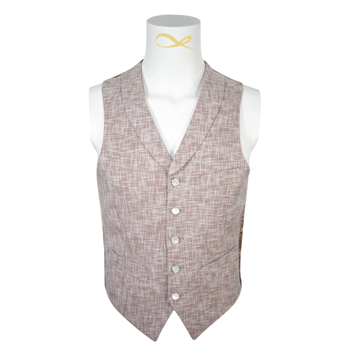 Nude Blush Lino Tweed Ciottoli Waistcoat-3
