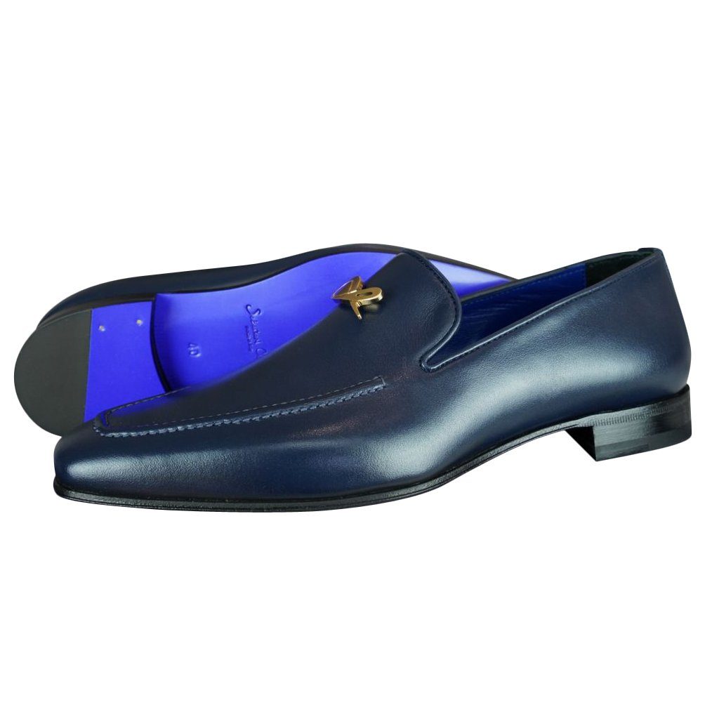 Classica Blu Mezzanotte With Yellow Gold Hardware Leather Loafer @ The Vault-2