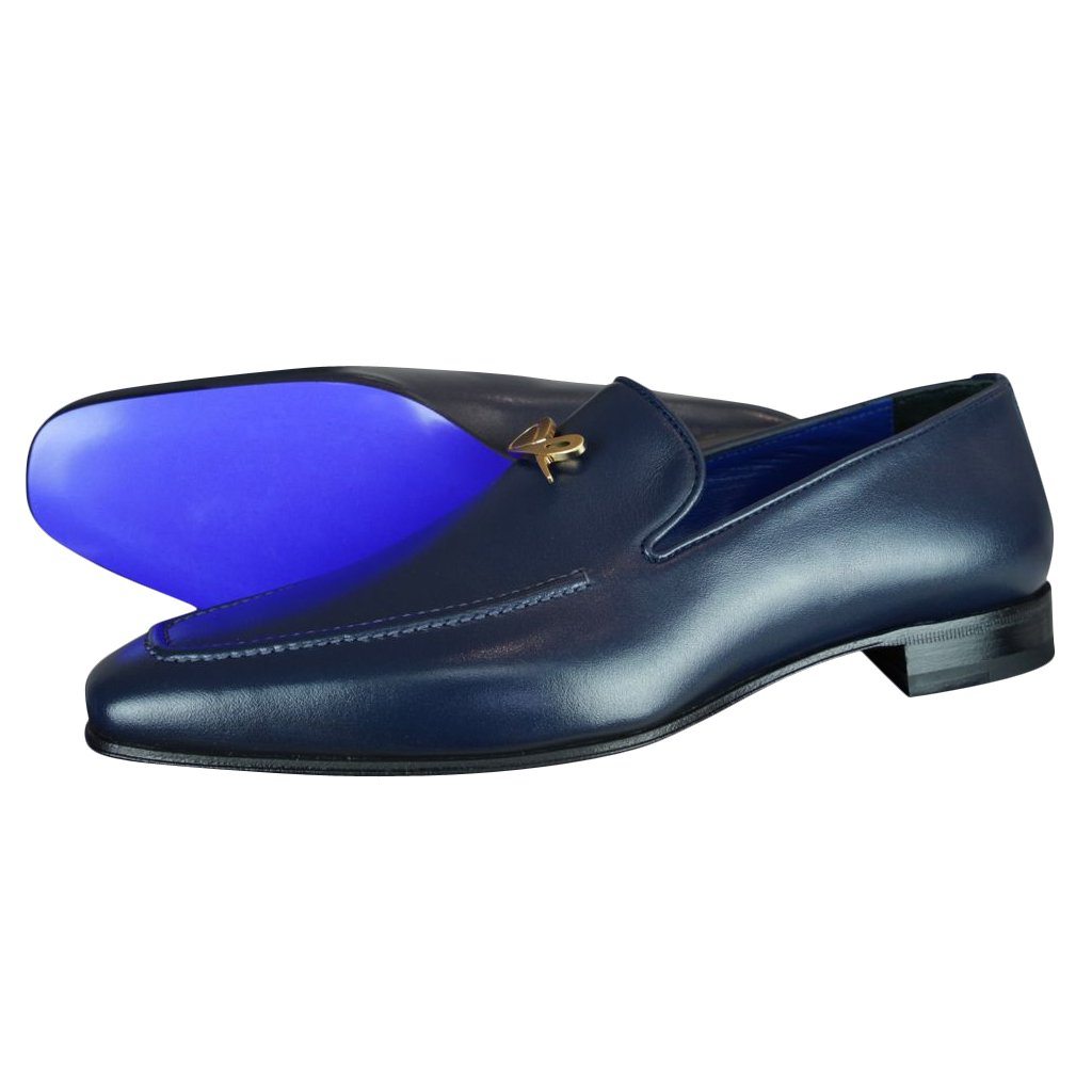 Classica Blu Mezzanotte With Yellow Gold Hardware Leather Loafer @ The Vault-1