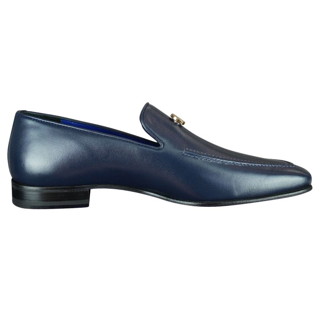 Classica Blu Mezzanotte With Yellow Gold Hardware Leather Loafer-7