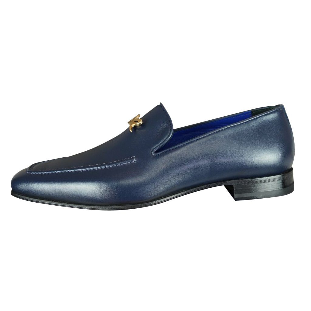 Classica Blu Mezzanotte With Yellow Gold Hardware Leather Loafer-5