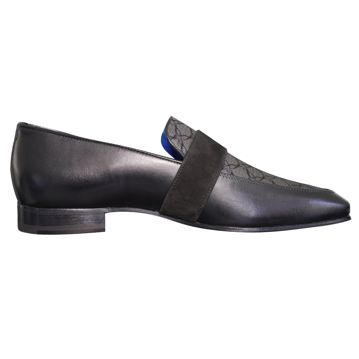 Charcoal Nero Logo Monk Loafers With Gold Buckle-5