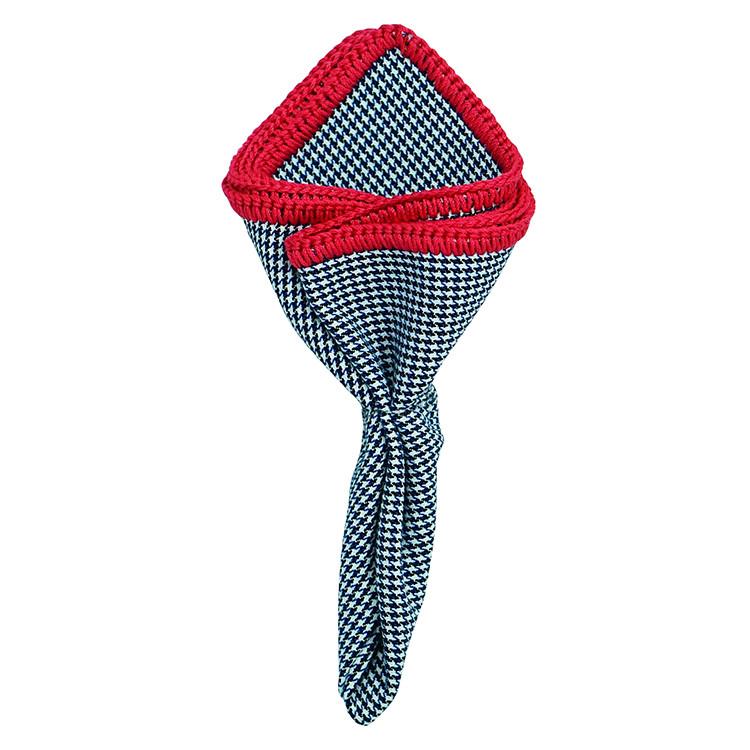 Houndstooth Mezzanotte with Red Signature Border - Sebastian Cruz Couture