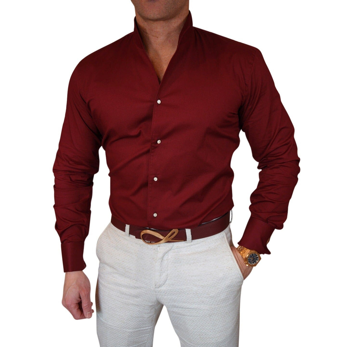 Burgundy Solopezzo Dress Shirt-1