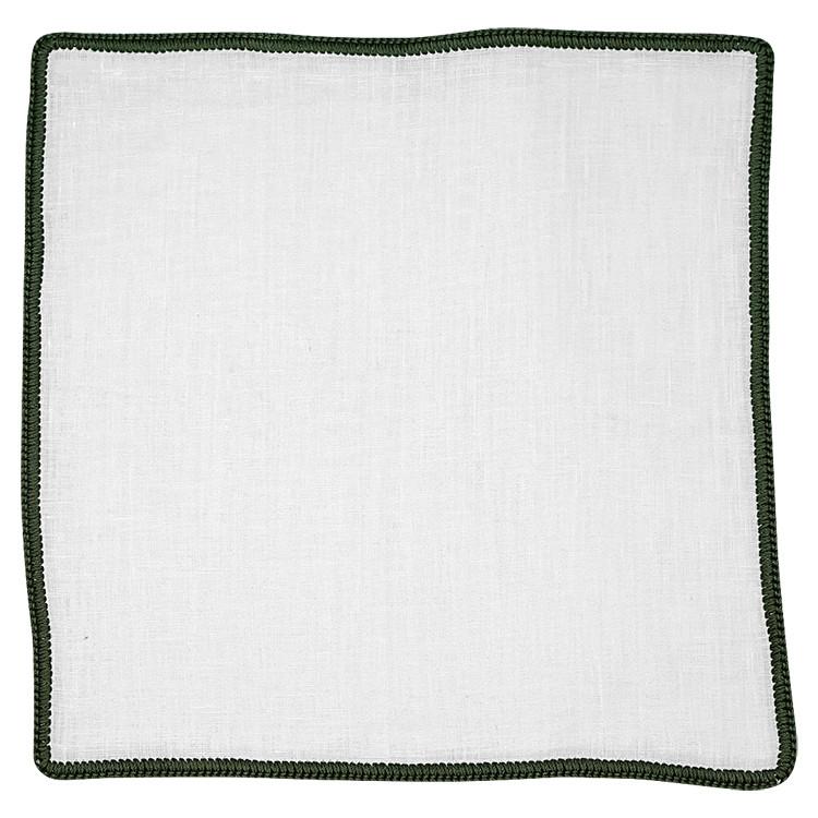 White Nieve with Hunter Green Signature Borders