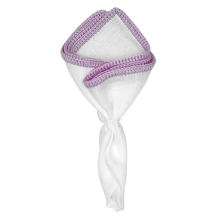 White Nieve with Lavender Signature Borders