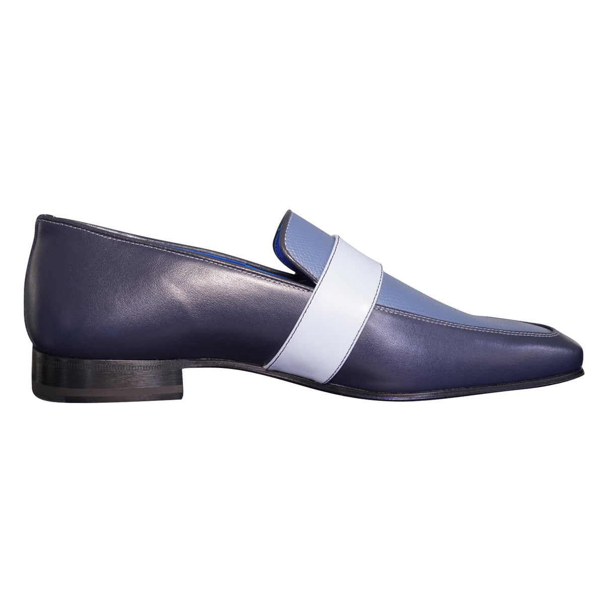 Blu Maya Leather Monk Strap loafer With Rose Gold Buckle-5