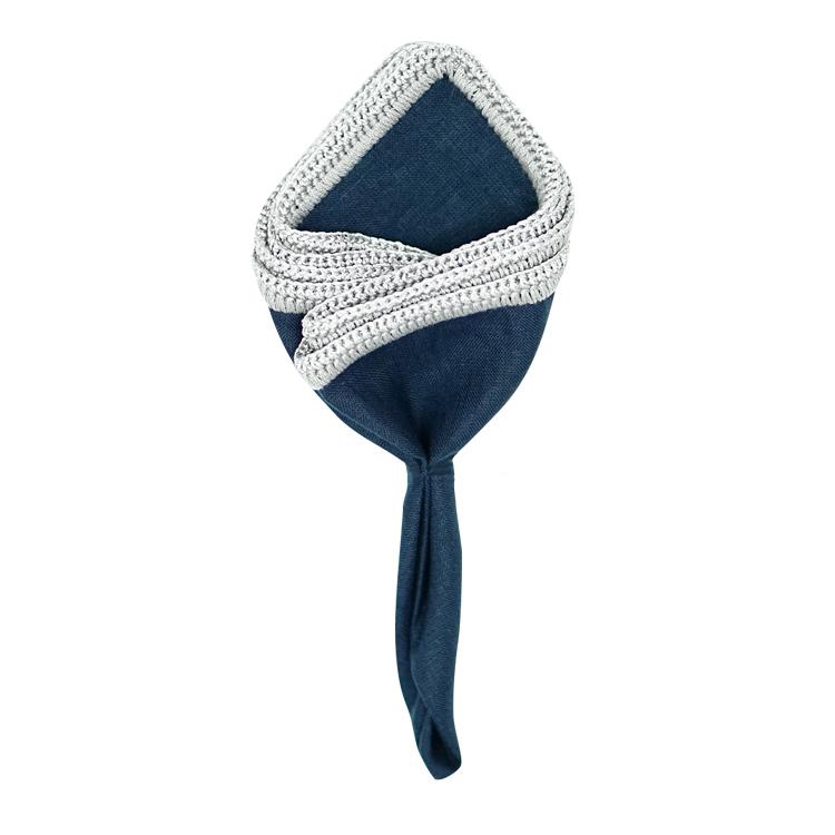 Navy Scuro with Silver Flake Signature Border - Sebastian Cruz Couture