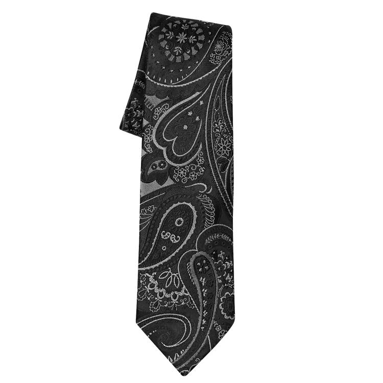 Venetian Paisley Tie in Black Argento Luxury Necktie-1