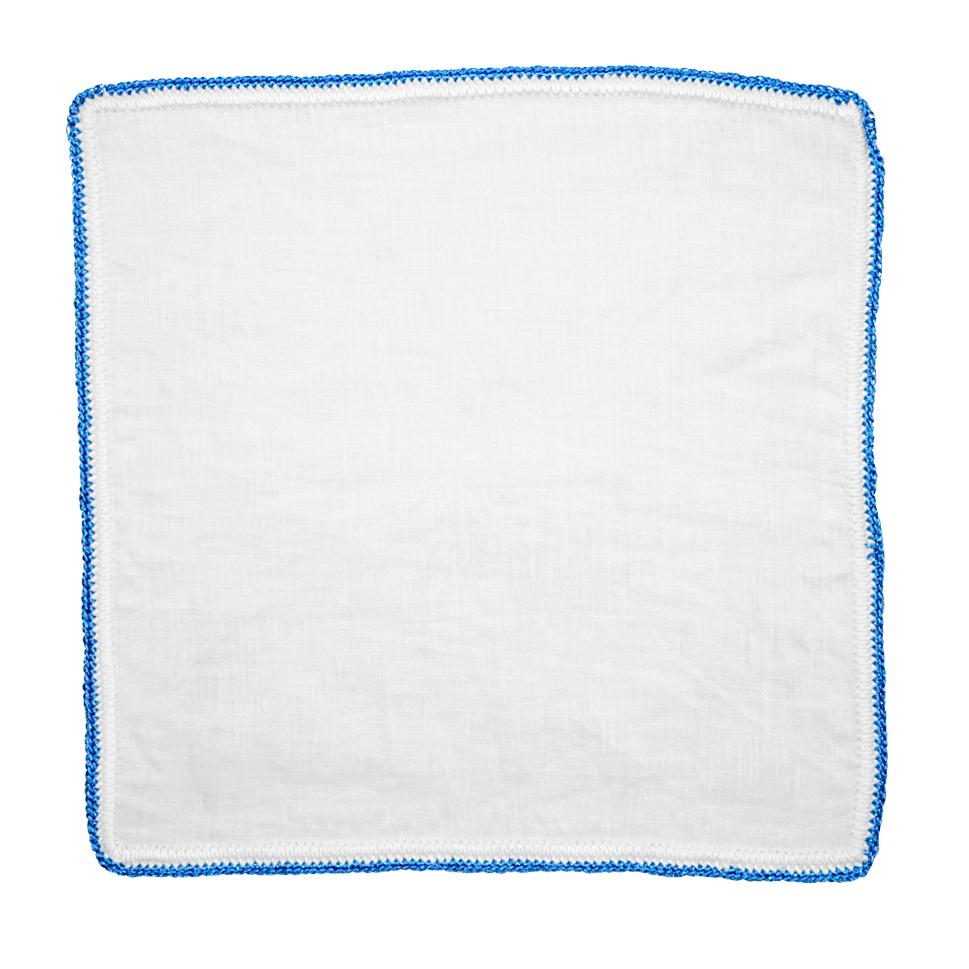 White Nieve with Aqua Flake Signature Border