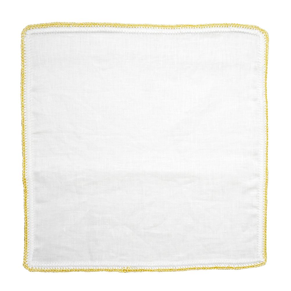 White Nieve with Canary Flake Signature Border