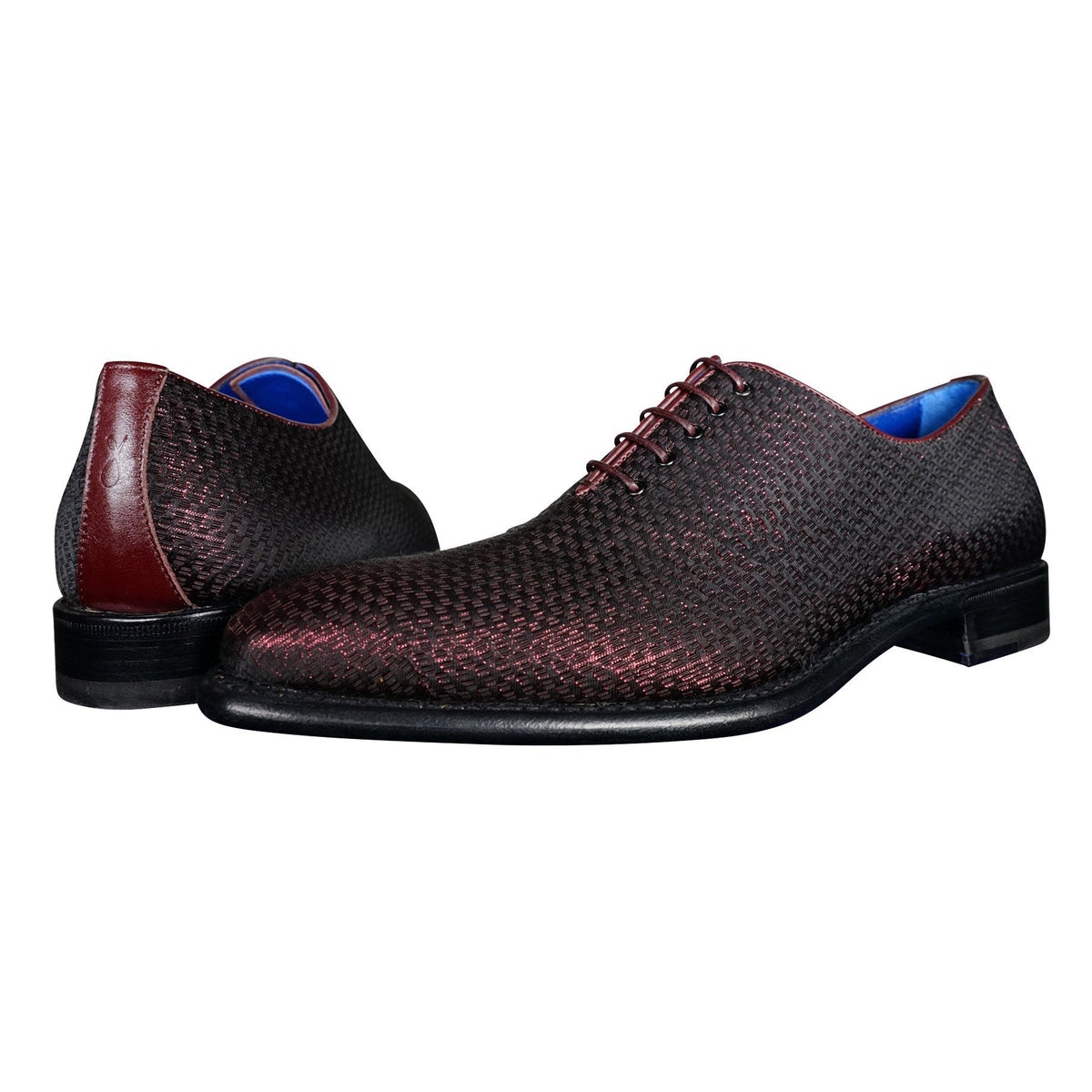 Burgundy Diamante Lace Ups-4