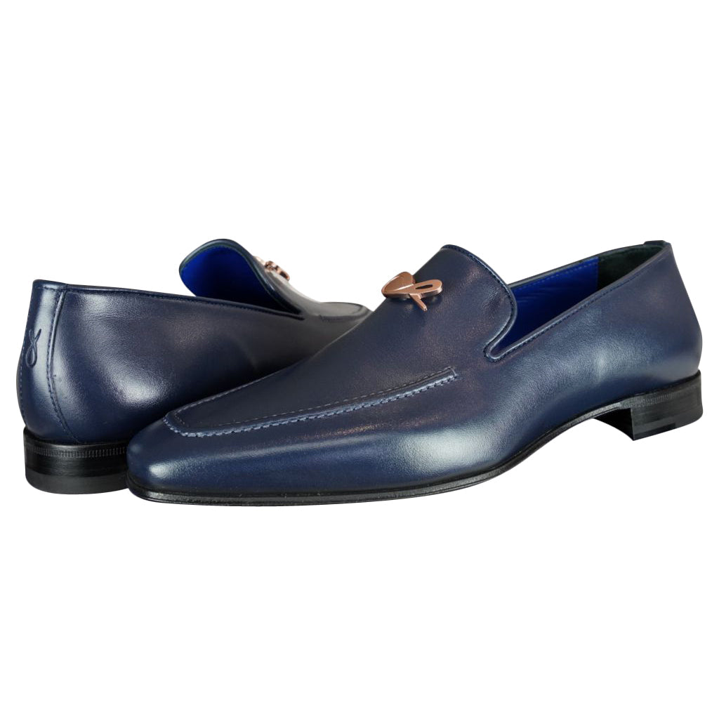 Classica Blu Mezzanotte With Rose Gold Hardware Leather Loafer @ The Vault-4
