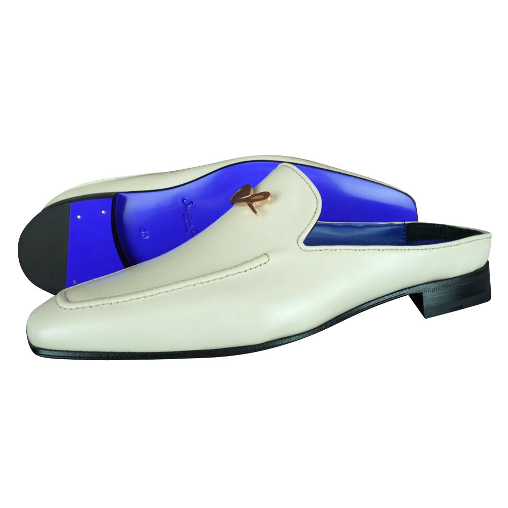 Classica Mascarpone With Rose Gold Hardware Leather Slippers