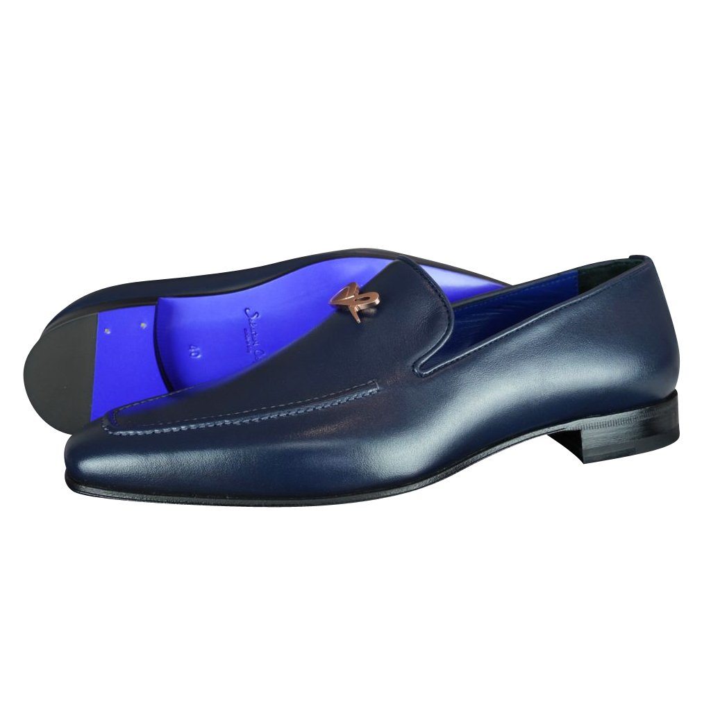 Classica Blu Mezzanotte With Rose Gold Hardware Leather Loafer @ The Vault-2