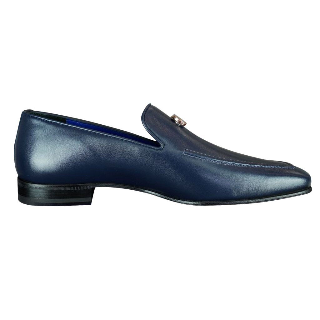Classica Blu Mezzanotte With Rose Gold Hardware Leather Loafer @ The Vault-6